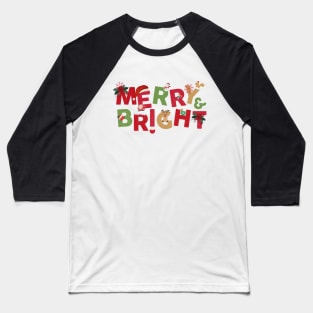 Merry and Bright Christmas Baseball T-Shirt